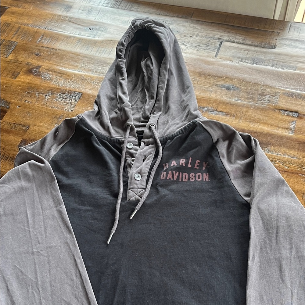 Harley-Davidson Black and Gray Men's Pullover Hoodie